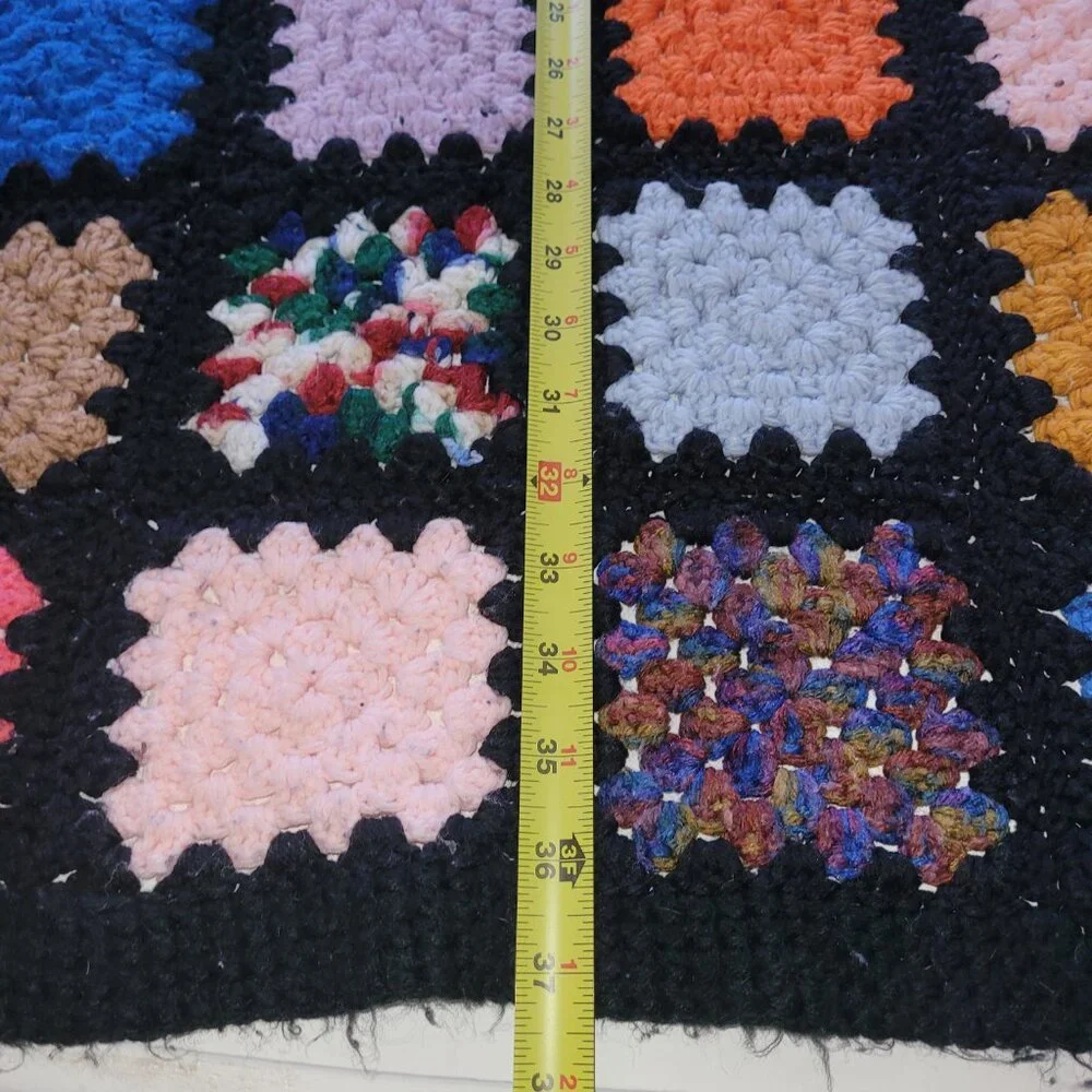 Vintage Crochet Handmade Afghan Granny Square Throw Blanket - Picture 10 of 11